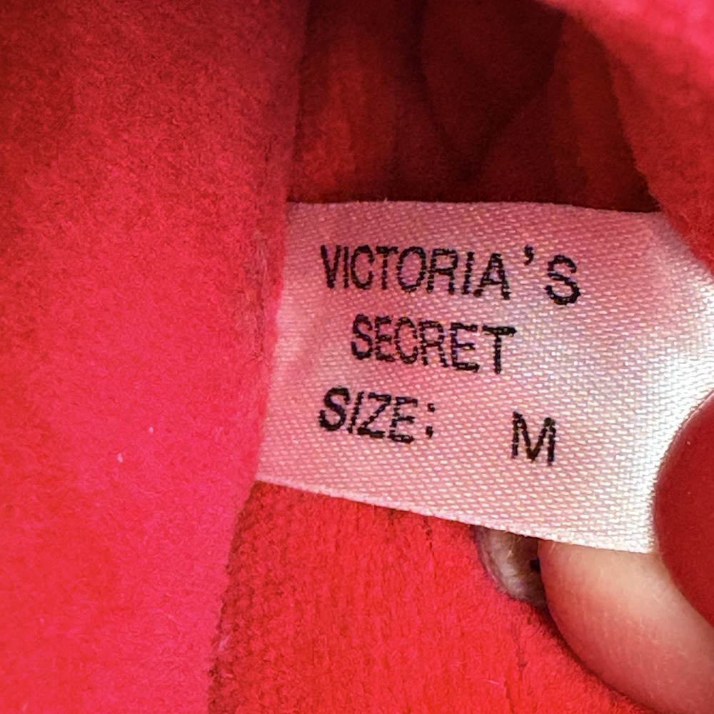 Victoria's Secret Slippers Womens Medium Red Velour Mule House Shoes - Picture 7 of 9